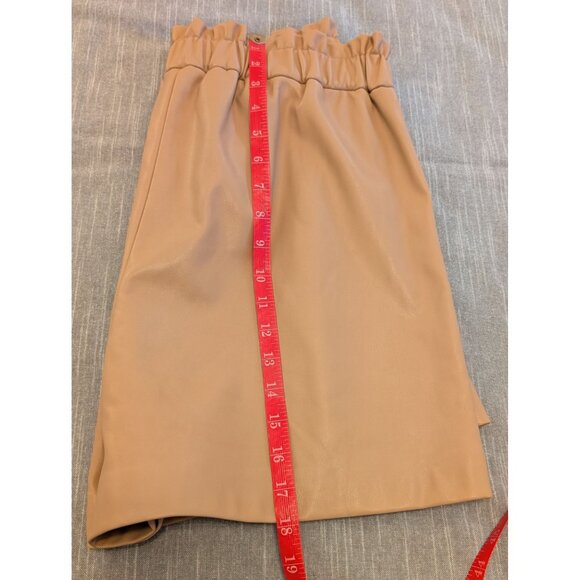The Drop Womens Tan Faux Leather High-Waisted Shorts Size L Cute Fall Clothing - Picture 11 of 11